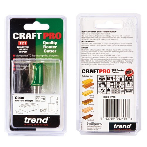 Trend Two Flute Cutter 19.1mm diameter C030X1/2TC FREE FIRST CLASS DELIVERY