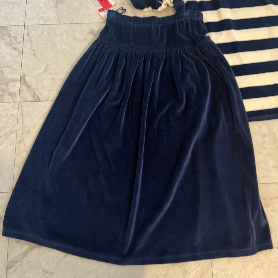 Vintage NWT Liz Claiborne Stripe Blue Velour Top & Skirt 1980s - Image 3 of 4