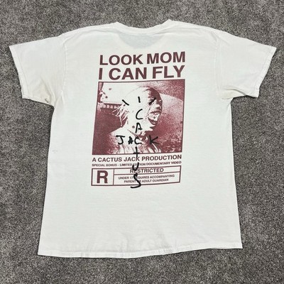 Rare Travis Scott X Cactus Jack Merch Look Mom I Can Fly White Tee Shirt Size L