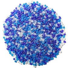 Keedolla 0.5 Lb Colorful Blue Sea Glass Pebbles LB, Clear Mix