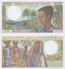 Comoros 1000 Francs ND 1984-2004 P 11 UNC