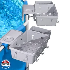 (2025 Upgrade) 2-Pack Poolside Storage Basket Above Ground Pool Accessories, 