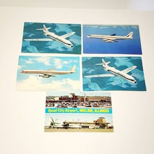 Vintage Airlines Aviation Postcards United, World Airways Lot Of 5