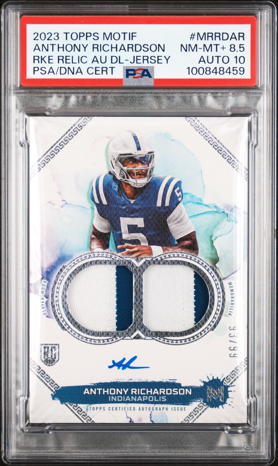 Anthony Richardson Topps Motif Motif Rookie Relic Autograph Dual #MRRDAR Base