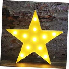 LED Marquee Star Sign Night Light, Battery Operated Star Shape Desk Yellow