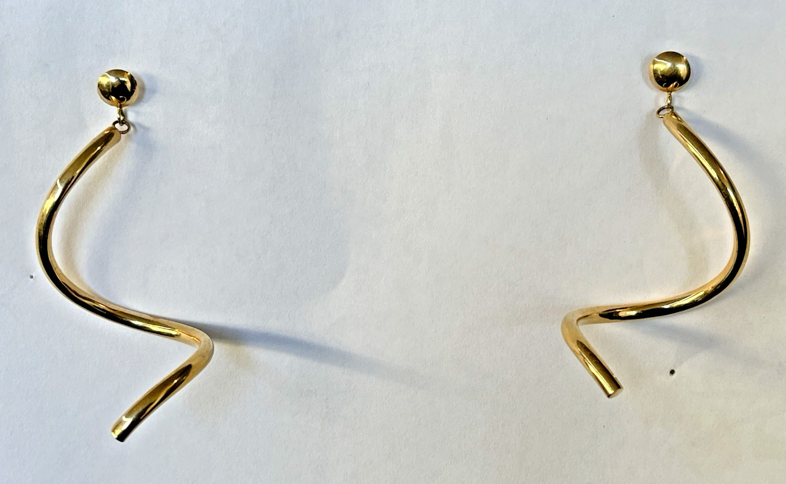 14KYG BEAUTIFUL TWISTED CIRCULAR DANGLE DROP EARR… - image 2