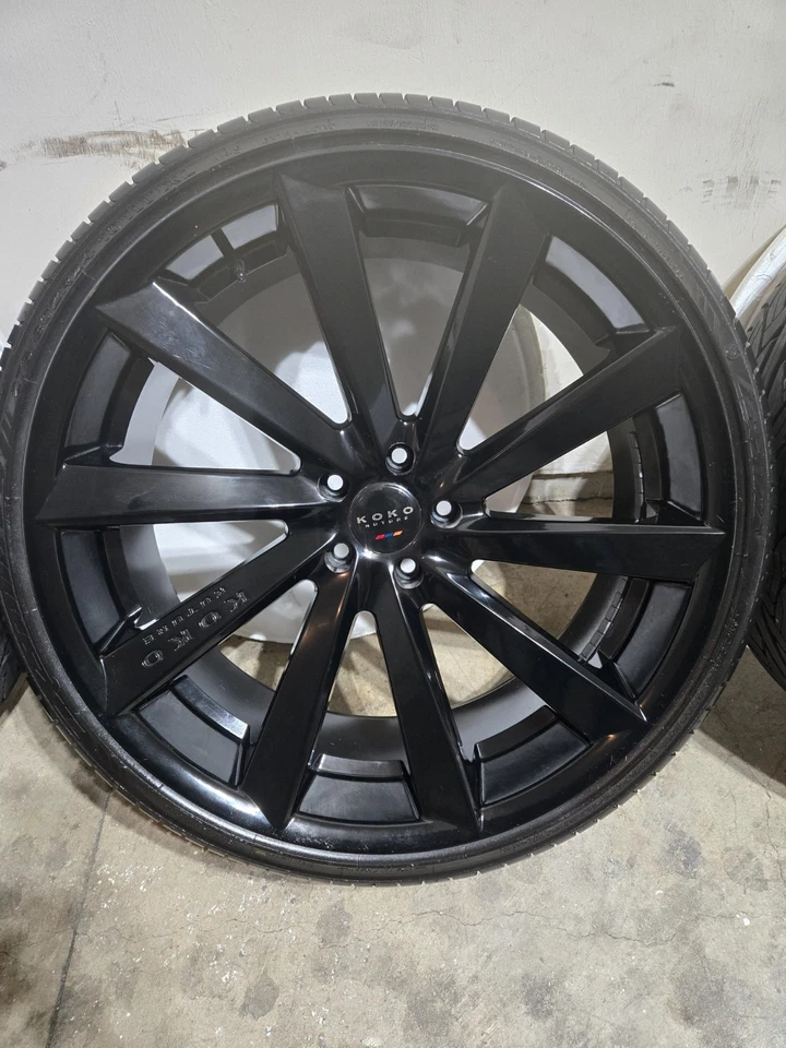 24" Black Koko Kuture Wheels With Tires And Accessories!! Great Gift!! - Image 3 of 4
