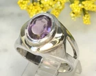 Vtg Sterling Silver .950 Natural Amethyst 1.6 Carat Solitaire Band Ring Size 8