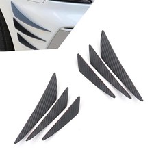 Car Front Bumper Spoiler, Waterproof Rubber Vehicle 6 PCS Carbon Fiber Black