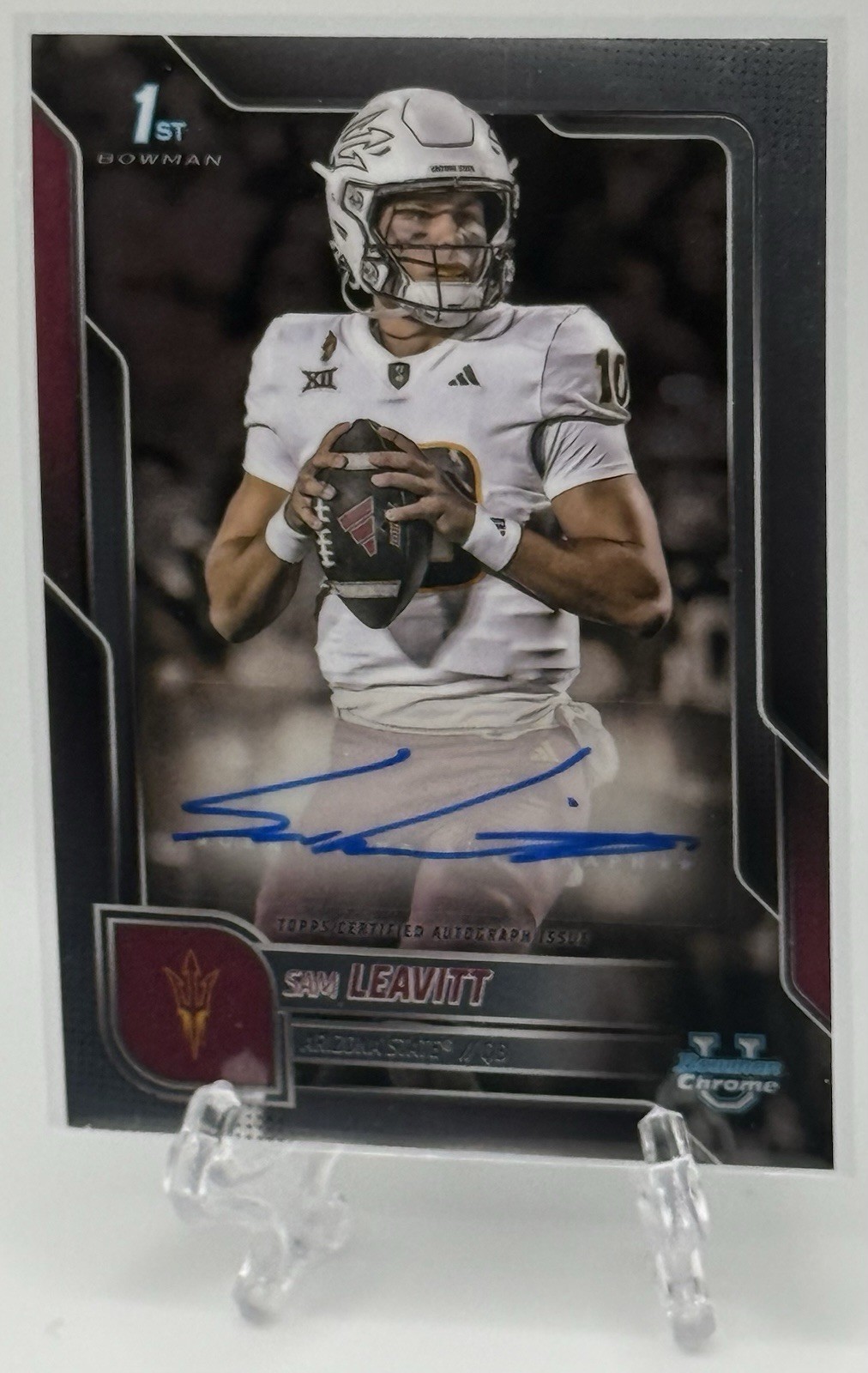 Sam Leavitt 2025 Bowman University U Chrome 1st Bowman Auto! LSU Arizona State