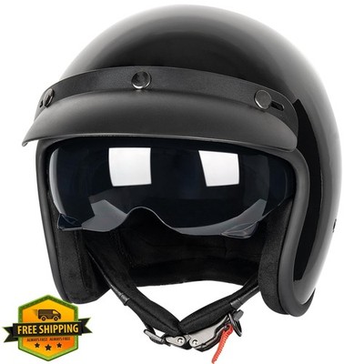 Yesmotor 3/4 Open Face Helmet Light Black XX-Large DOT