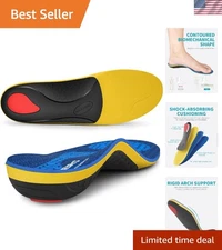 Comfort Cushion High Arch Insoles for Flat Feet - For 220+lbs, Multiple Sizes