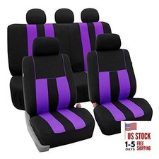  Car Seat Covers (Universal Fit) - Cloth, Low Back, Airbag Full Set Purple