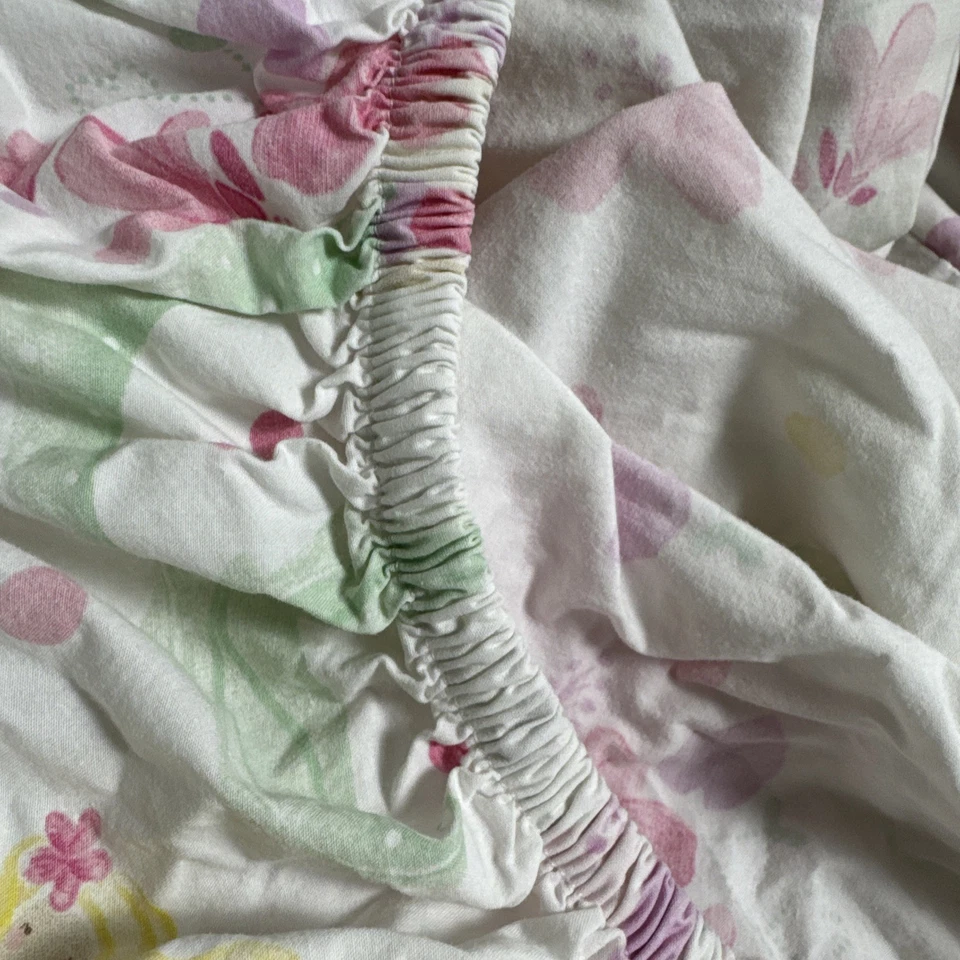 Juego de sábanas ajustables planas completas Pottery Barn Kids sirena floral 100 % algodón ropa de cama Foto 3 de 4