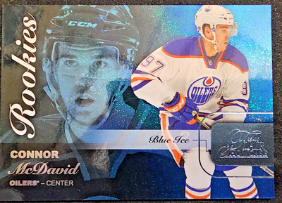 2015-16 Fleer Flair Showcase Blue Ice Connor McDavid JERSEY NUMBER 97/199 Rookie