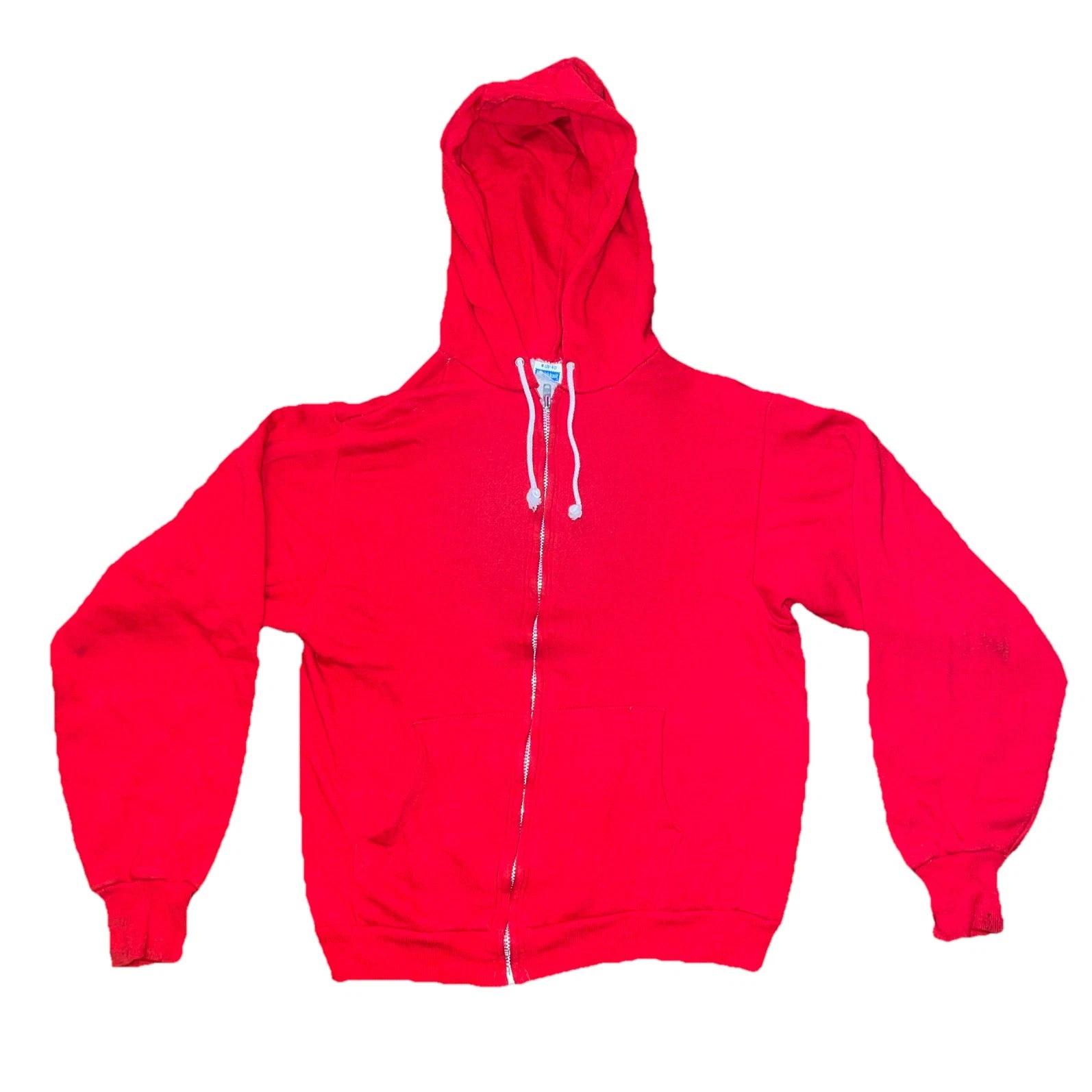 VINTAGE Healthknit 70s/80s Hoodie Size Medium Red Thermal Waffle Lined Talon