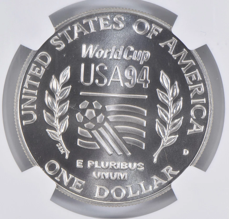 1994-D World Cup Soccer Commemorative Silver Dollar MS70 NGC *2820 - Image 4 of 4