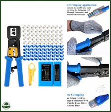 RJ45 Crimping Tool Kit for Cat6 Cat5e Pass Through Connectors Wire Stripper