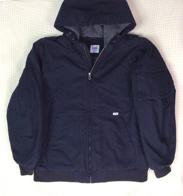 lee denim Work Ware jacket men Size Large Black Full Zip Heavy Duty,Arm Pocket
