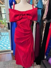 1x red tea length formal gown