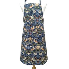 Image of William Morris Navy Minor Strawberry Thief Fabric Halter Apron 90X7