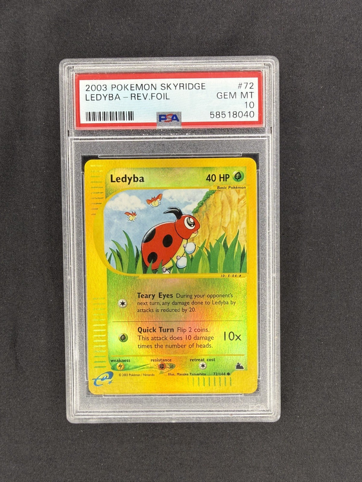Pokemon PSA 10 Gem Mint Ledyba Reverse Holo 72/144 Skyridge