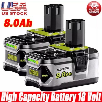 2x 8ah For RYOBI P108 18V One Plus High Capacity Battery 8ah Lithium-Ion Battery