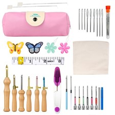 Punch Needle Embroidery Kit - Adjustable Punch Needle Tool Include Wooden Han...