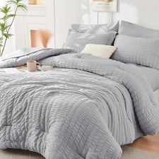 Light Grey Twin Comforter Set Seersucker 5 Twin 68"x 88" 03 - Light Grey