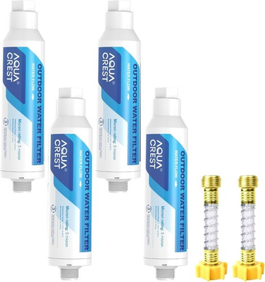 #ad AQUA CREST Inline Water Filter for Car Washing 4 Pack with 2 Hose Protector $41.99