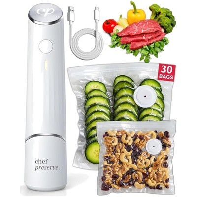 Powerful Automatic Vacuum Sealer - 30 Reusable Bags, Fresh Food for 5X Longer