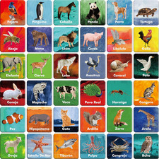 36 Pairs Animal Matching Game, 72PCS Spanish Flashcards 36 Designs Memory Cards