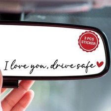 I Love You Drive Safe Mirror Sticker Black , 3PCS Car Decals, Cute Interior Acc