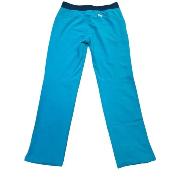 FIGS Women’s Blue Scrub Pants with Yellow Drawstring Size Small PO 3687 - Image 2 of 3