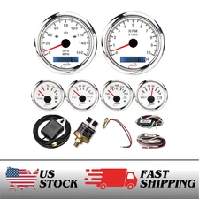 RT7 6 Gauge Set Speedo Tacho 160MPH 10000RPM Indicator 7 Color Filter 0-90 Ohm