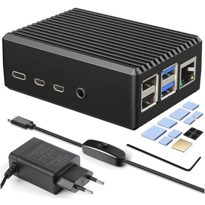 Gehäuse Aluminium Raspberry Pi Modell B Kupferkühlung Netzteil USB-C