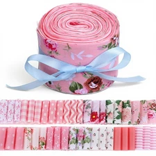 42 PCS 44x2.5 Inch Pink Jelly Roll Fabric Strips for Quilting Cotton Bundles