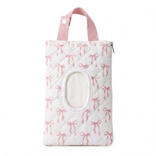 Quilted Wipes Pouch Baby Wipe and Diaper Pouch, Bow, Pink