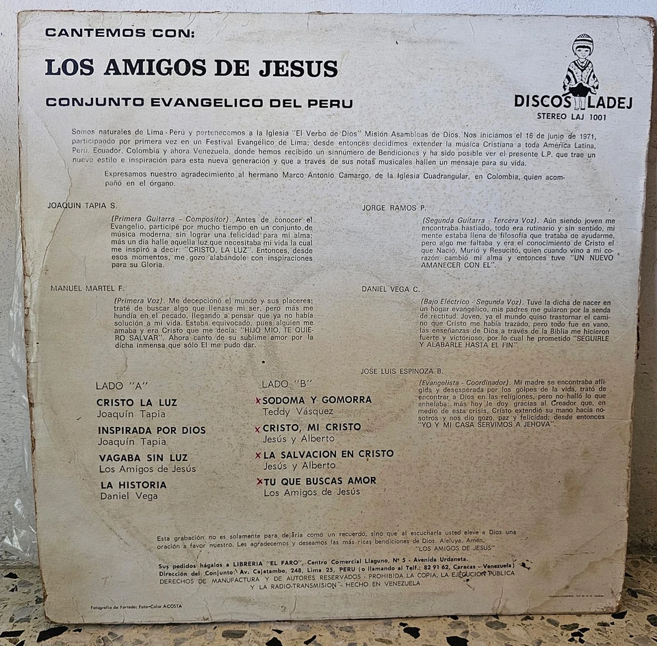 Los Amigos de Jesus – RARE Latin PSYCH CHRISTIAN LP VENEZUELA Peru Heavy Organ - Image 3 of 3
