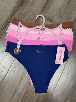 NWT Juicy Couture 5-Pack No Panty Lines Seamless Bikini Panties Lace Trim Size L