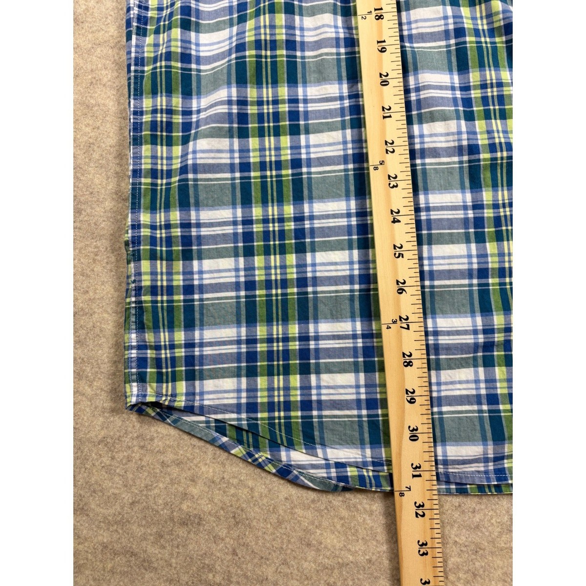 Southern Point Co Mens XL Plaid Button Down Shirt Blue Green Long Sleeve Logo View 4