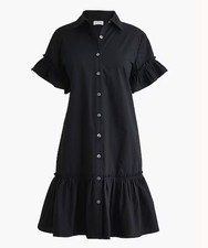 J. Crew Factory Black Ruffle-Sleeve Mini Shirt-Dress Women's Size 4 New W/ Tags!