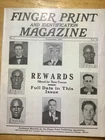 1932 RARE Finger Print magazine ~ Rewards Offered For Most Wanted ~ Forensics.