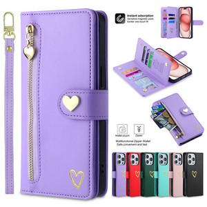 Zipper Leather Card Wallet Holder Case For iPhone 17 16 15 Pro Max 14 13 12 11