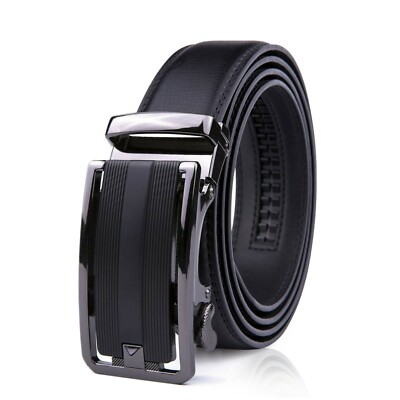 #ad Real Genuine Leather Mens Ratchet Belt Belts For Men Adjustable Automatic Buckle $12.99