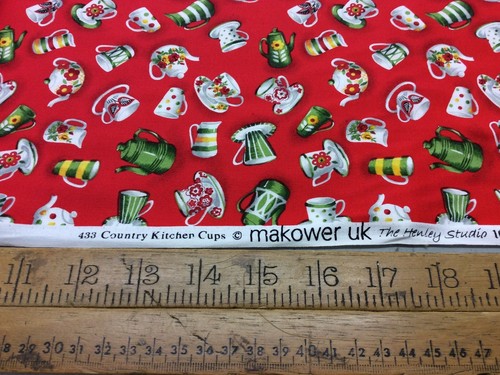 Makower Uk 433 Country Kitchen Cups 100% cotton Fabric - Picture 3 of 4