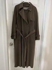 Vintage Burberry Trench Coat Size 10 Olive Green Detachable Wool Lining Women  s