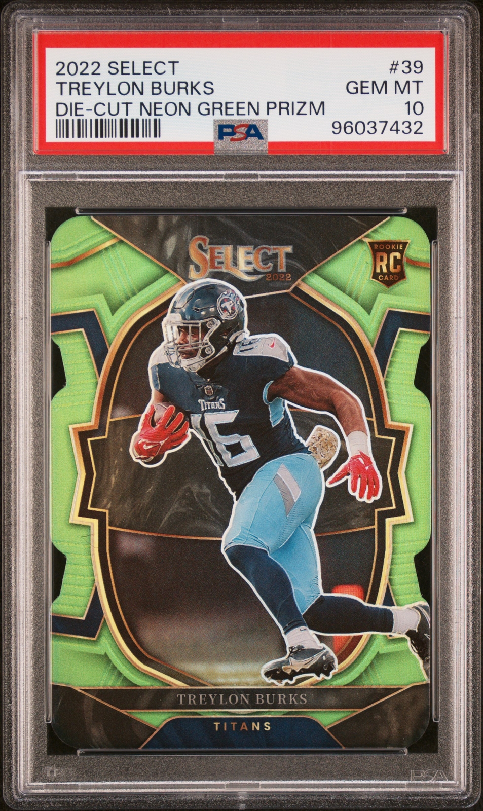 2022 Panini Select #39 Treylon Burks Die-Cut Neon Green Prizm #/299 PSA 10 RC