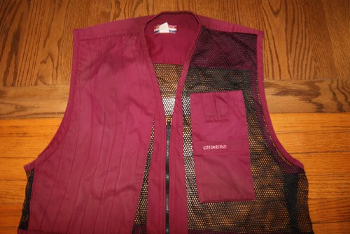 VINTAGE Chimere Skeet Shooting Hunting Vest Mens 2XL Red Maroon USA Made Mesh - Picture 2 of 7