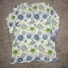 Gretchen Scott Designs Tunic Womens Size Large Turtles Geometric Print 